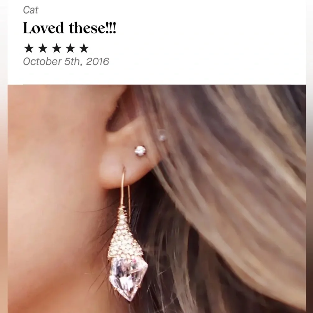 ALEXIS BITTAR NEW Infinite Shimmer Shield CZ Crystal Great Reviews Drop Earrings